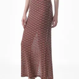 Only Maroon Polyester Woven Design High Rise Skirt image 3