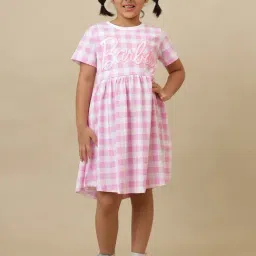Kidsville Girls Multi Barbie Print Checked Regular Fit Dress-picture-12