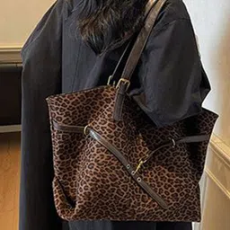 StyleCast x Revolte Animal Printed Suede Oversized Shopper Tote Bag image 5