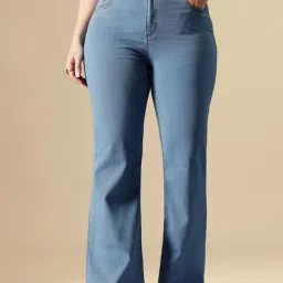Miss Chase A+ Blue Denim Solid High Rise Jeans-picture-24
