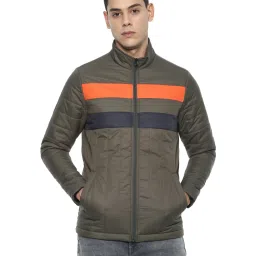 Van Heusen Sport Olive Green Regular Fit Colour Block Jacket image 1