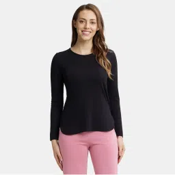 Jockey RX21 Women Micro Modal Cotton Solid Round Neck T-Shirt - Black-picture-15