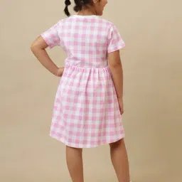 Kidsville Girls Multi Barbie Print Checked Regular Fit Dress image 2