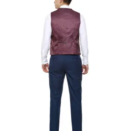 Louis Philippe Gods & Kings Navy Slim Fit Self Pattern Three Piece Suit image 3