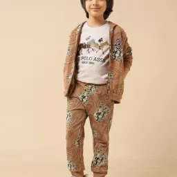U.S. Polo Assn. Boys Brown Cotton Printed Joggers image 5