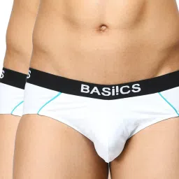 BASIICS by La Intimo White Comfort Fit Printed Briefs (Pack of 2) image 1
