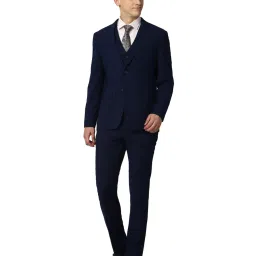 Peter England Elite Navy Slim Fit Checks Three Piece Suit image 1