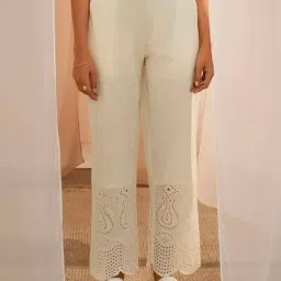 Libas Off-White Cotton Embroidered Palazzos-picture-25
