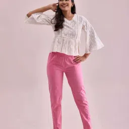 Go Colors! Young Pink Cotton Pants-image-88