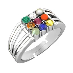 Clara Navratna Stone Nine Planets 92.5 Sterling Silver Ring image 1