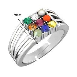 Clara Navratna Stone Nine Planets 92.5 Sterling Silver Ring image 3
