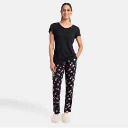 Jockey RX09 Women Micro Modal Cotton Printed Pyjama - Black Assorted Prints-picture-34