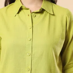 Angkor Women Solid Pure Cotton Shirt With Shorts image 4