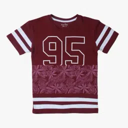Gini & Jony Kids Palm Tree Maroon Printed T-Shirt-picture-15