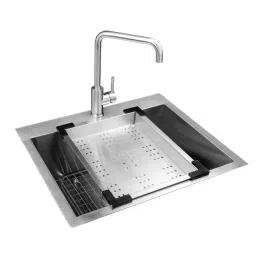 Jayna Combo 24x20 inch Satin Finish Stainless Steel Single Bowl Kitchen Sink, COMBO - 02-image-74