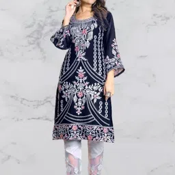 snizvi Women Blue Georgette Kurta Sets-image-90