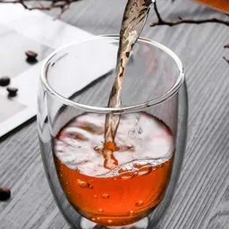 TASKHOUSE Transparent & Tan Glass Mug with Wooden Lid image 4