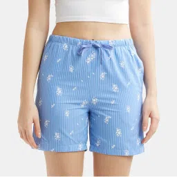 Jockey RX15 Women Super Combed Cotton Striped Shorts - Iris Blue Assorted Checks-picture-13