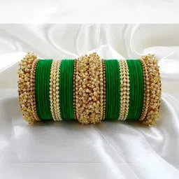 poshing Green Glass Artificial Stones & Beads Bangles-picture-38