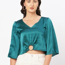 MISH V Neck Flared Sleeves Crop Top-picture-24