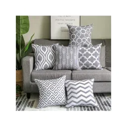 SWHF 100% Premium Soft Decorative Printed Velvet Cushion Cover (Set of 6)-image-1
