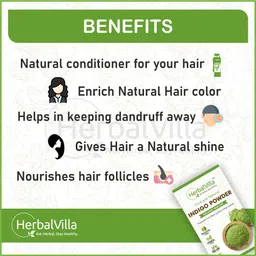herbalvilla Natural Hair Dye for Black Hair (Henna Powder and Indigo Powder) 200g image 2