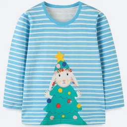 Oh Rare Girls Striped V-Neck Applique T-shirt-picture-5