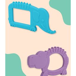 Baby Moo Soothing Silicon Teether BPA And Toxin Free Pack of 2 - Elephant Blue And Hippo Purple-picture-32