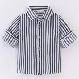INFINITY Cotton Woven Full Sleeves Striped Shirt - White-picture-17