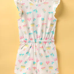 ToffyHouse Single Jersey Knit Frill Sleeves Jumpsuit with Bugs & Bees Print - White-picture-10