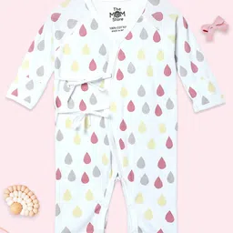 The Mom Store Cotton Full Sleeves Drops Printed Romper - White-picture-23