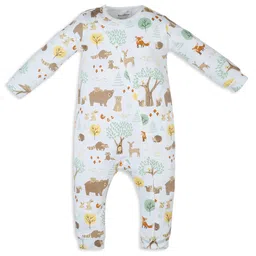 My Milestones Bio-Wash 100% Cotton Baby Boy Woodland Wonder Print Romper - White-picture-14