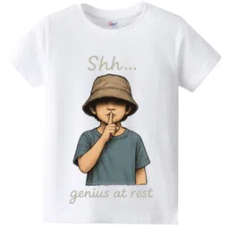 KAVEE Pure Cotton Half Sleeves Boy Printed Bio Washed Tee - White-picture-34