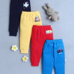 BUMZEE Cotton Knit Pack Of 4 Vehicles Printed Pajamas - Yellow & Red-image-49