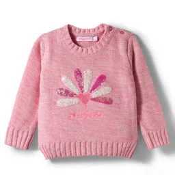 Wingsfield Full Sleeves Heart Designed Sequins Embellished Sweater - Pink-image-23