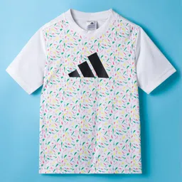 ADIDAS KIDS Knit Half Sleeves Printed T-Shirt - White-picture-24