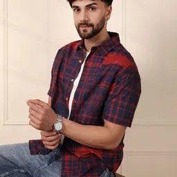 WROGN Men Comfort Tartan Checks Opaque Printed Casual Shirt-image-21