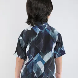 Taffykids Half Sleeves Abstract Printed Oversized Shirt - Blue & Multi Colour image 3