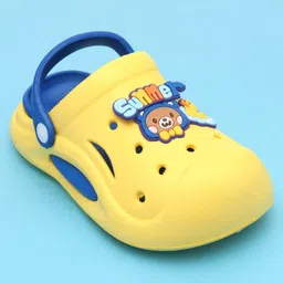 Oh! Pair Teddy Bear Applique Clogs with Back Strap - Yellow image 3