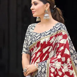 all about you Ethnic Motifs Printed Zari Pure Cotton Bagru Saree image 4