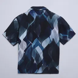 Taffykids Half Sleeves Abstract Printed Oversized Shirt - Blue & Multi Colour image 5