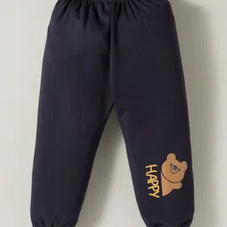 Teddy Interlock Knit Full Sleeves T-Shirt & Joggers Set with Teddy Print - Olive Green image 4