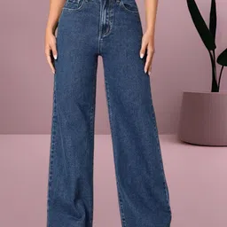 RIVI Women Comfort Wide Leg High-Rise Acid Wash Stretchable Jeans-picture-26
