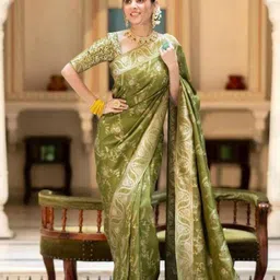 sanjana  silk SANJANA SILK Woven Design Zari Chanderi Saree image 2