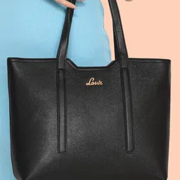 Lavie Black Solid Tote Bag image 1