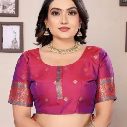 Elora Royal Blue Zari Saree With Unstitched Blouse image 5