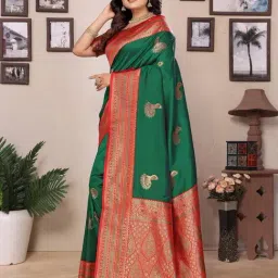 Elora Green Zari Saree With Unstitched Blouse-picture-48