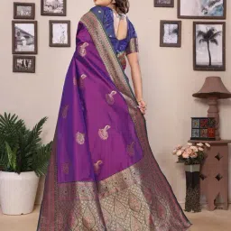 Elora Magenta Zari Saree With Unstitched Blouse image 2