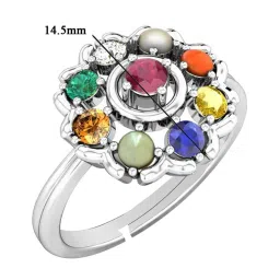 Clara Navratna Stone Nine Gems 92.5 Sterling Silver Ring image 3