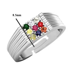 Clara Navratna Stone Nine Gems 92.5 Sterling Silver Ring image 3